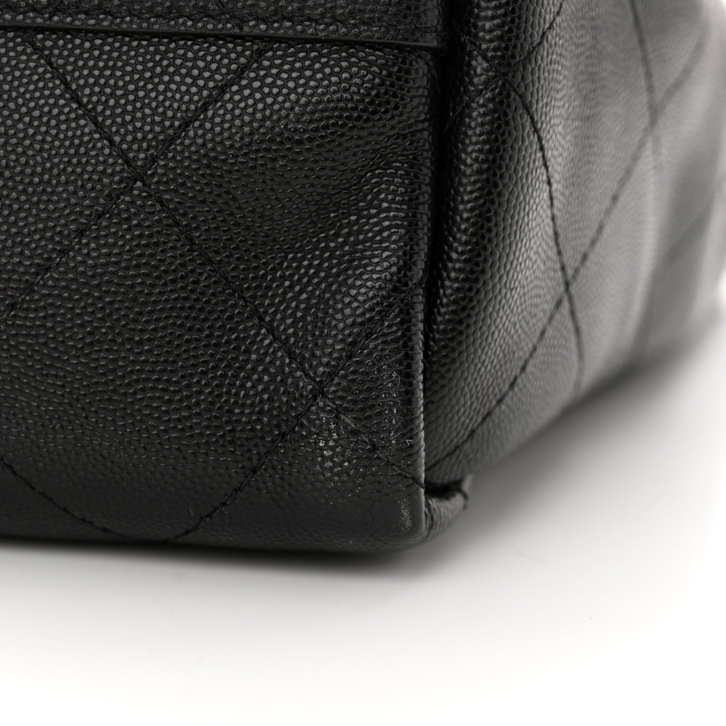 Caviar Stitched Medium Lady Coco Shopping Tote Black
