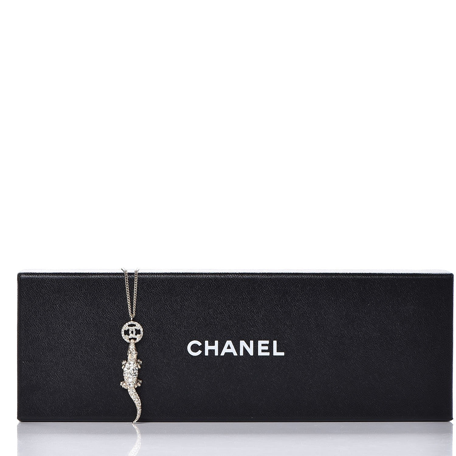 Chanel Crystal CC Alligator Necklace Gold 6 of 6
