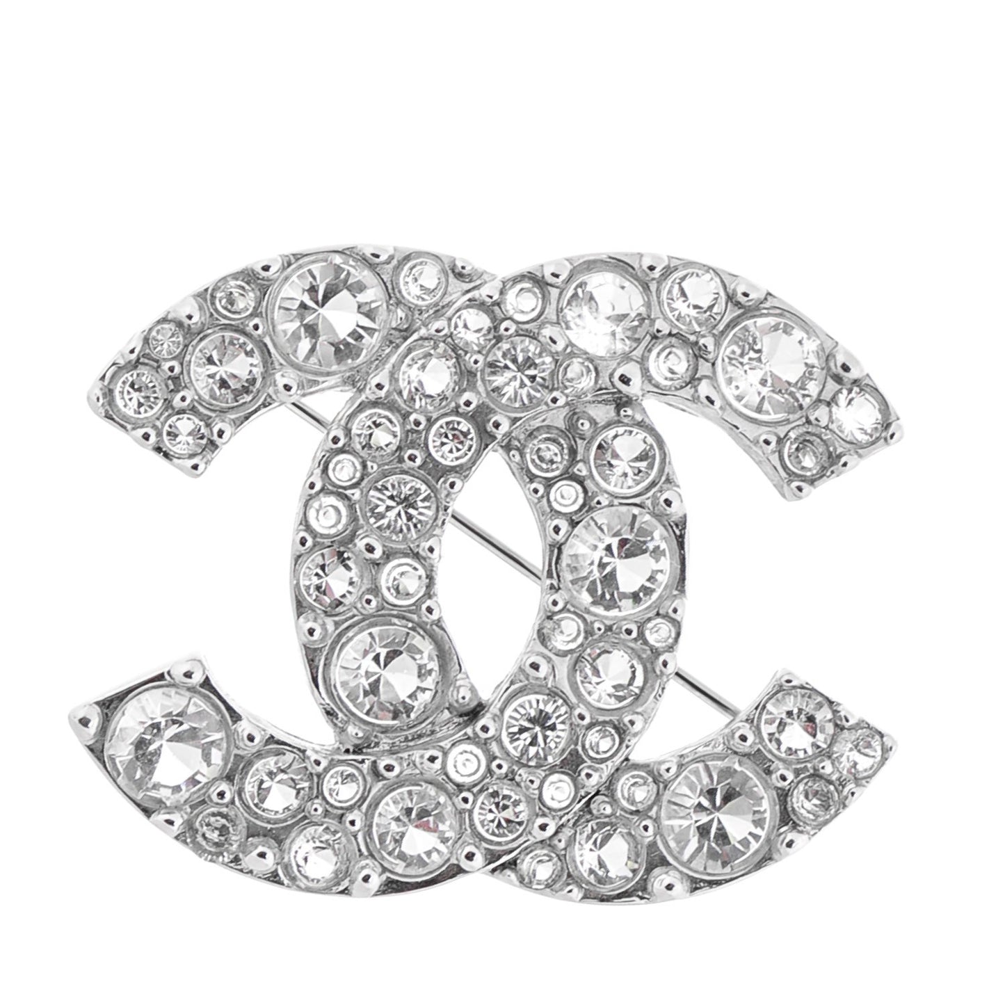 Crystal Large CC Brooch Silver