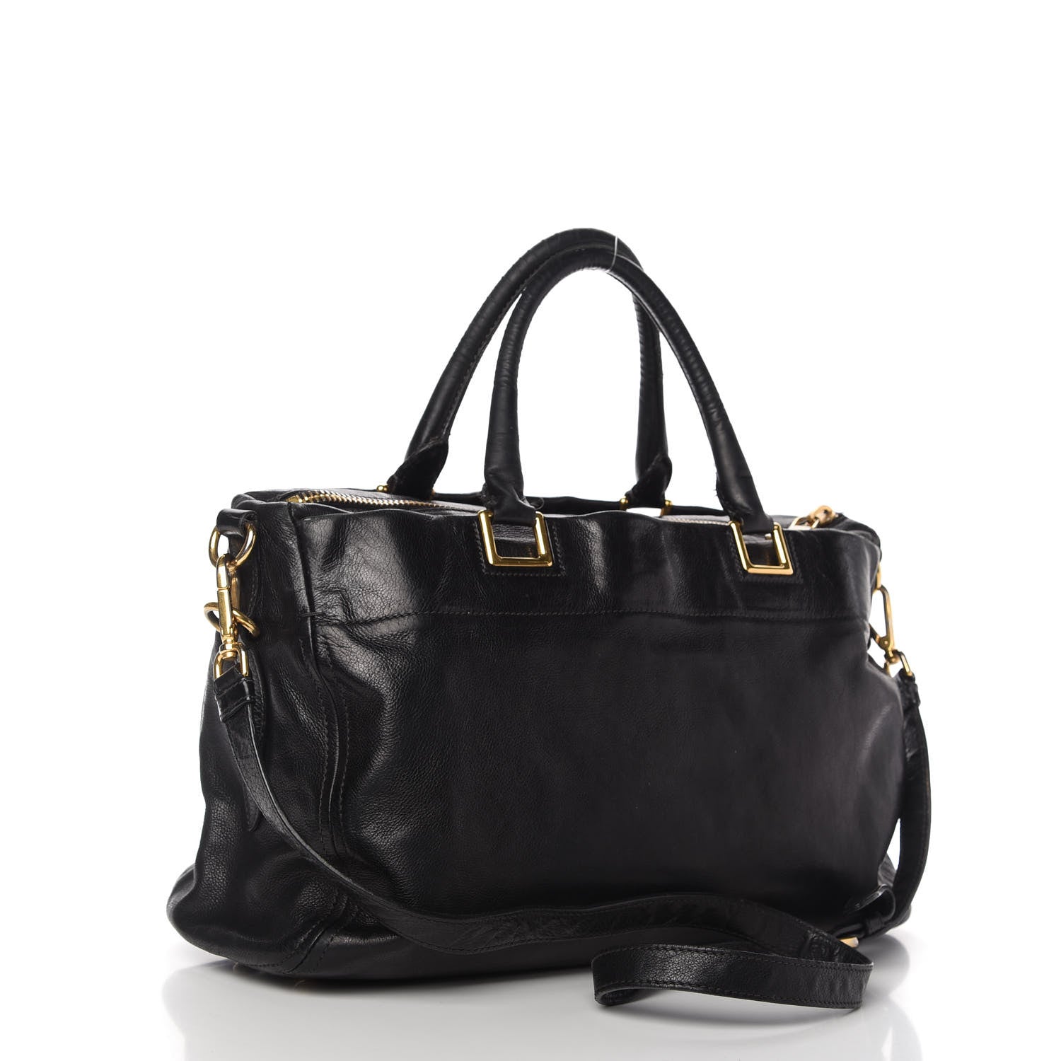 Prada Glace Calf Extra Wide Tote Black 3 of 17