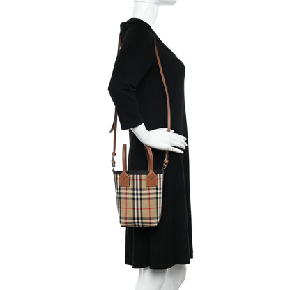 Burberry Cotton Calfskin Vintage Check Mini London Tote Bag Archive Beige 2 of 9