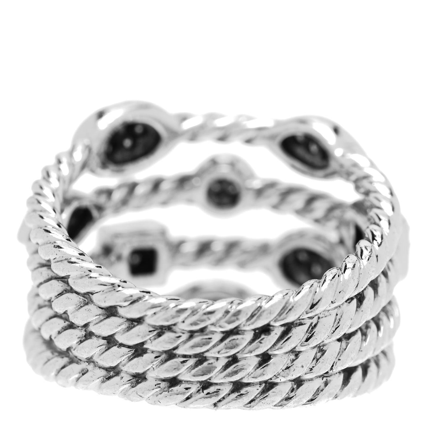 Sterling Silver Diamond Confetti 4 Row Ring 52 6
