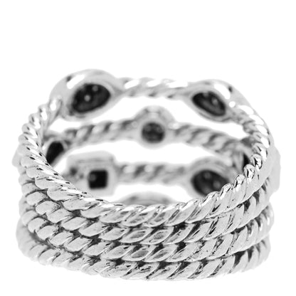 David Yurman Sterling Silver Diamond Confetti 4 Row Ring 52 6 3 of 4