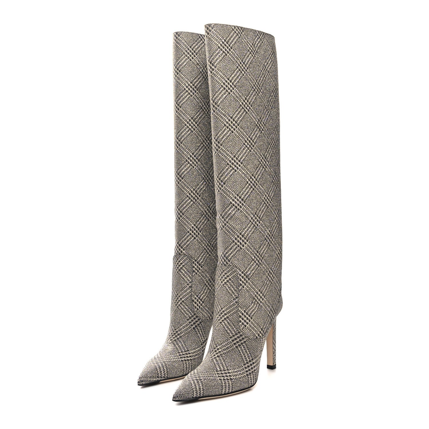 Jimmy Choo Salpa Prince of Stars Glitter Mavis 100 Tall Boots 37 Silver 3 of 6