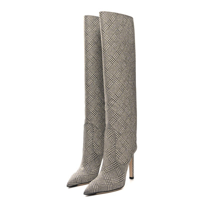 Jimmy Choo Salpa Prince of Stars Glitter Mavis 100 Tall Boots 37 Silver 3 of 6