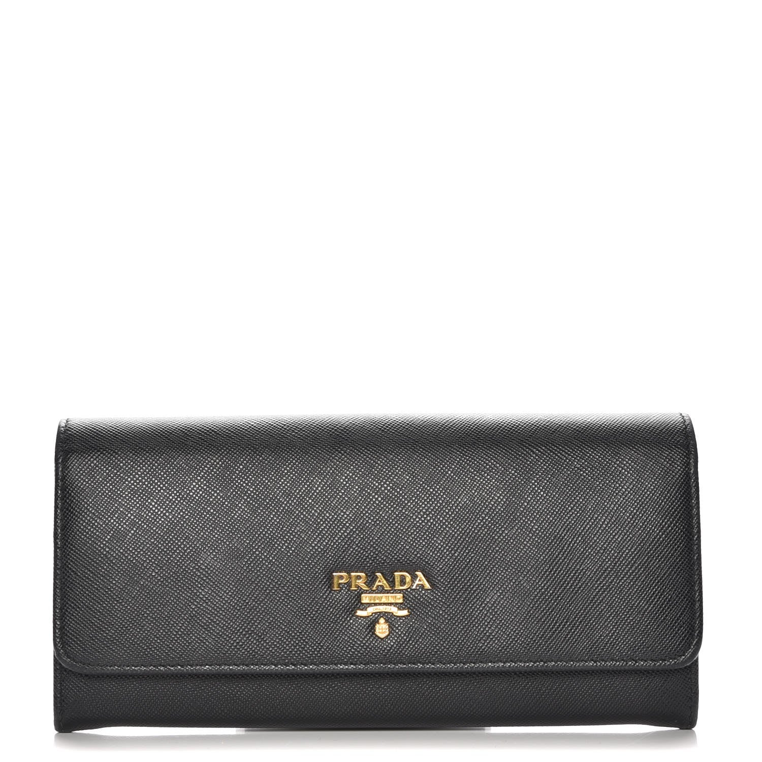 Prada Saffiano Continental Flap Wallet Black Ibisco 1 of 9