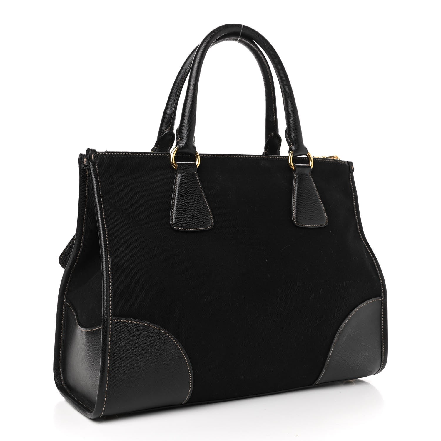 Prada Canapa Saffiano Shoulder Bag Black 2 of 7
