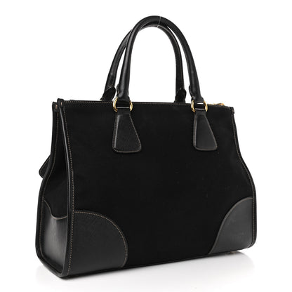 Prada Canapa Saffiano Shoulder Bag Black 2 of 7