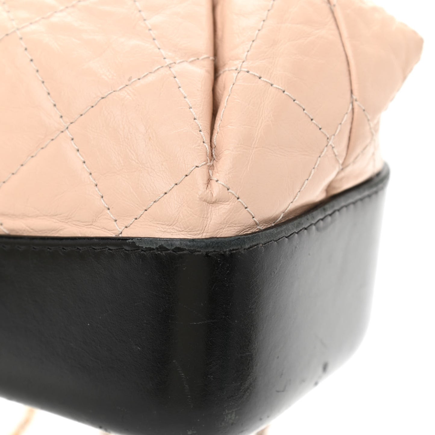 Aged Calfskin Quilted Small Gabrielle Backpack Beige Black
