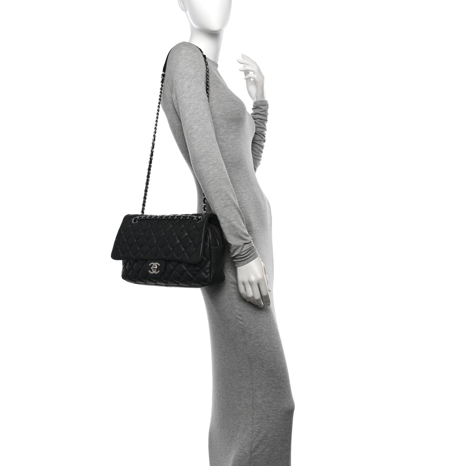 Chanel Caviar Quilted Jumbo Easy Flap Black 2 of 13