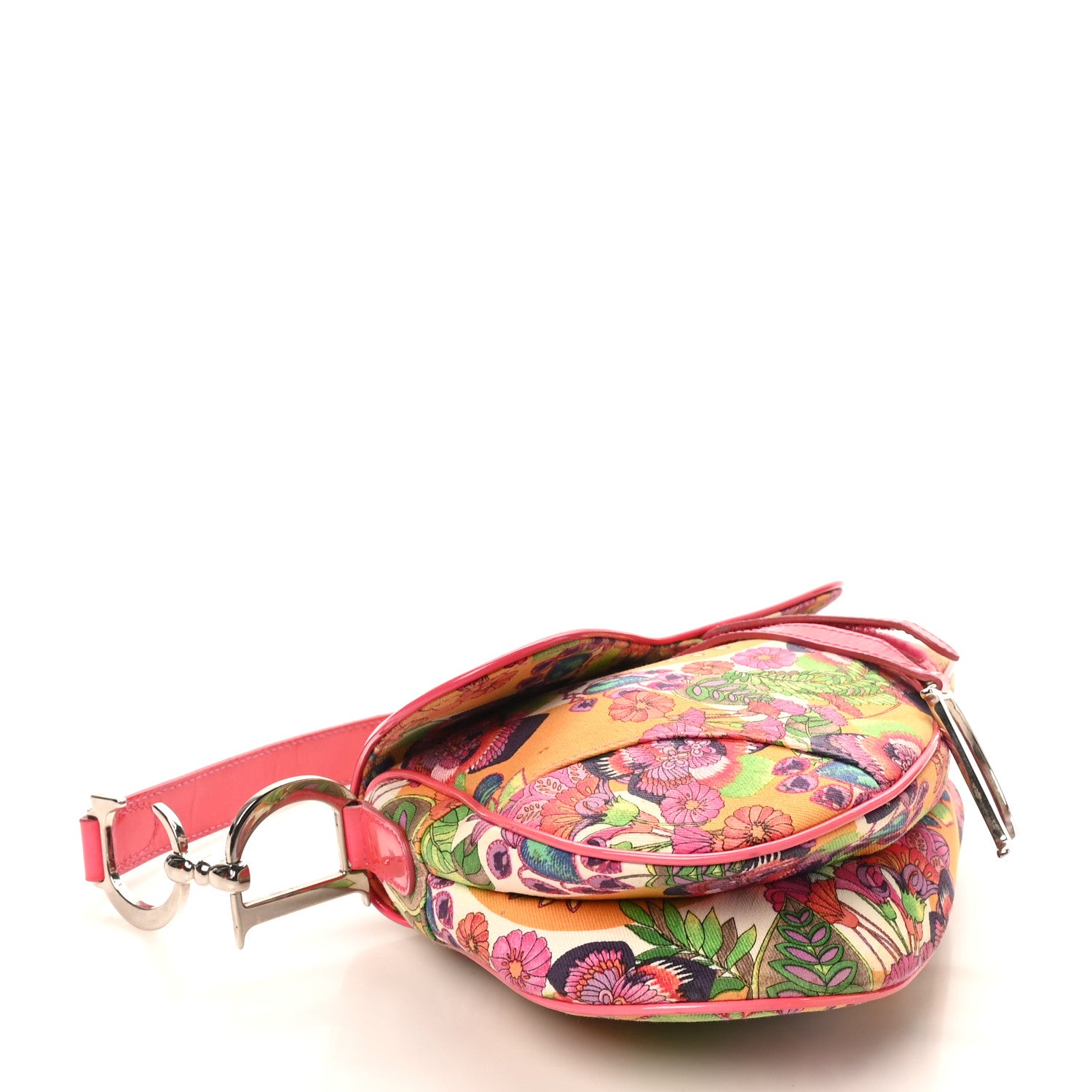 Christian Dior Canvas Floral Hawaii Glamour Saddle Bag Multicolor