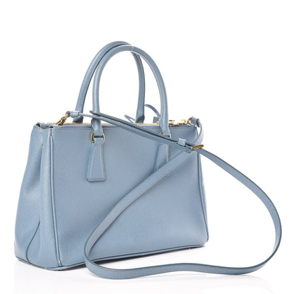 Prada Saffiano Small Galleria Double Zip Tote Aviazione 4 of 13