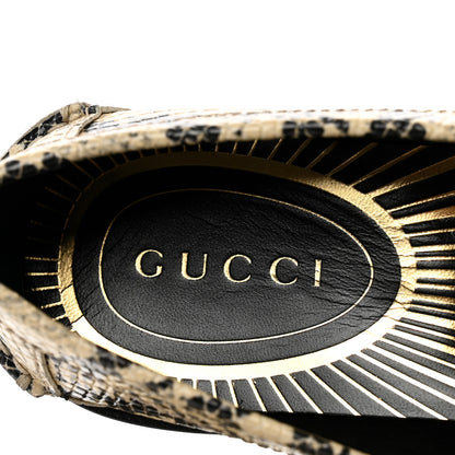 Gucci Calfskin Python Print Womens Script Logo Loafers 37 Beige Avana 7 of 9