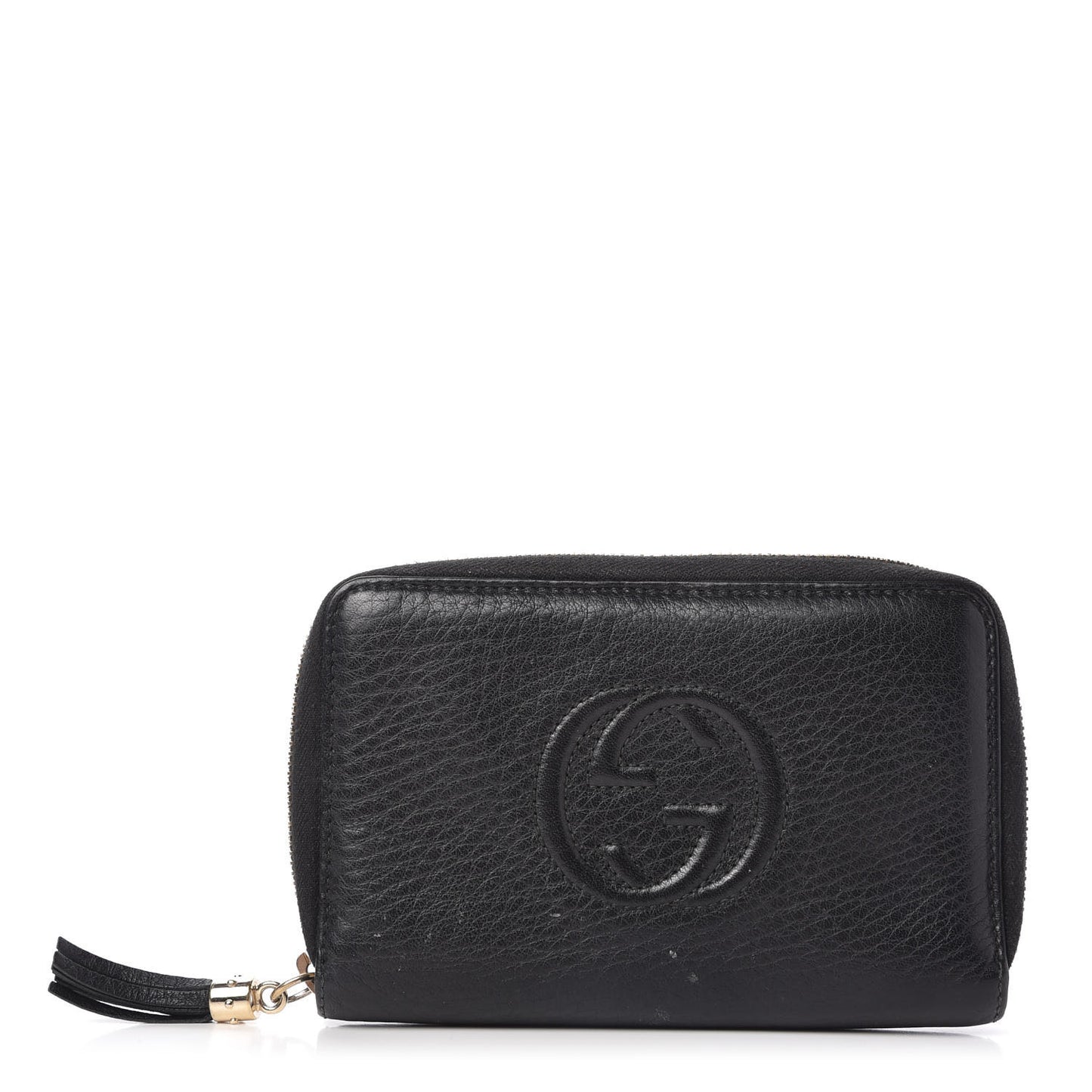 Pebbled Calfskin Medium Soho Zip Around Wallet Black