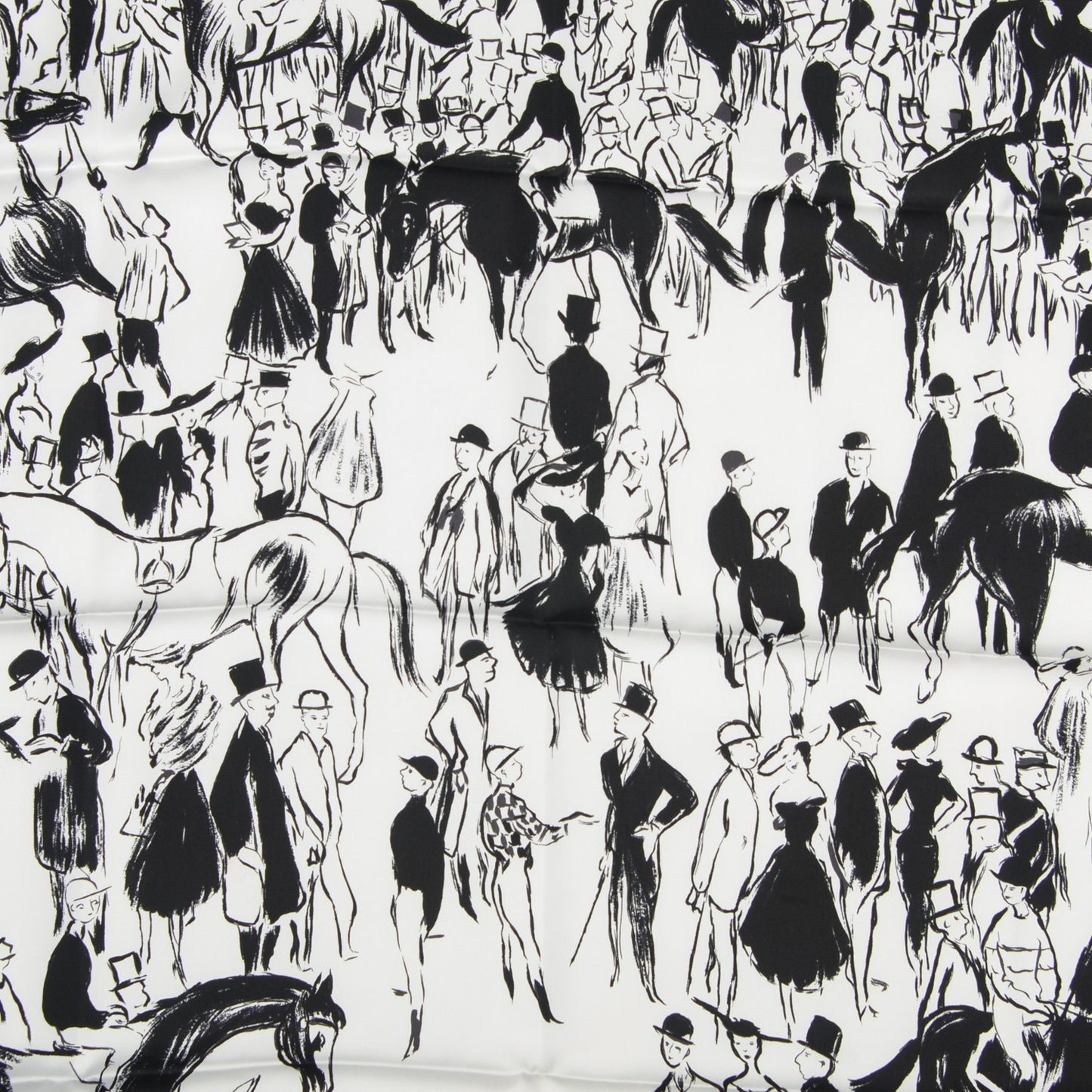 Silk Paddock Scarf 90 Blanc Noir Blanc