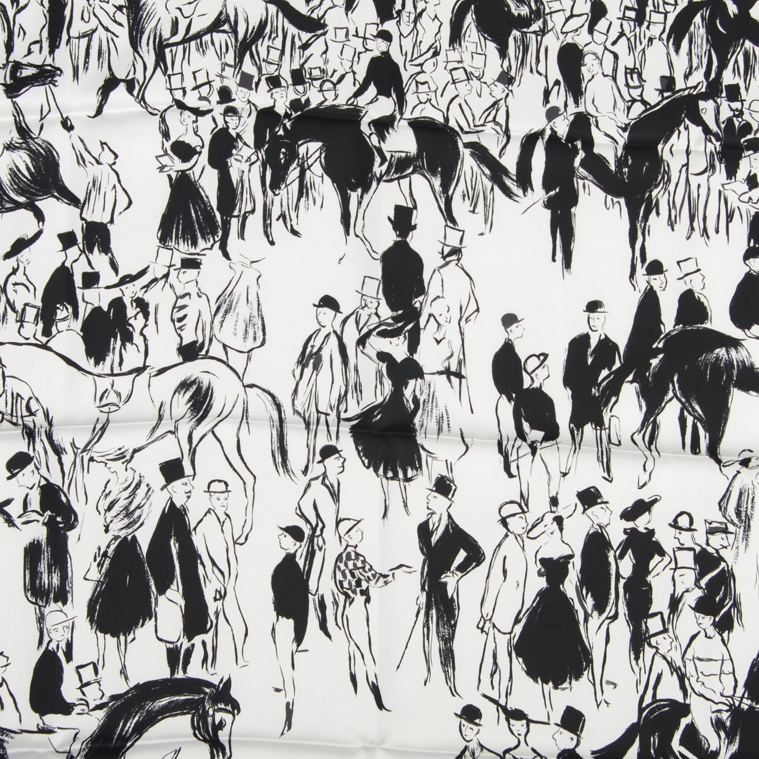 Hermes Silk Paddock Scarf 90 Blanc Noir Blanc 1 of 6