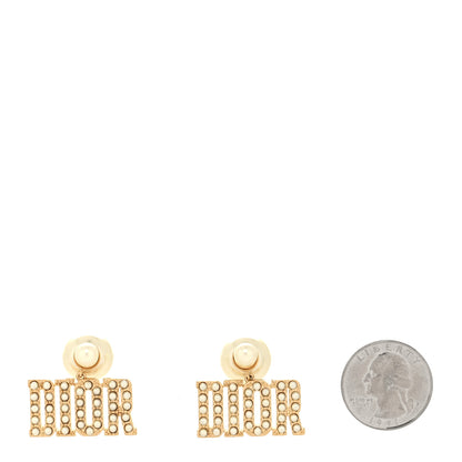 Christian Dior Metal Pearl Tribal Drop Earrings Gold 2 of 4