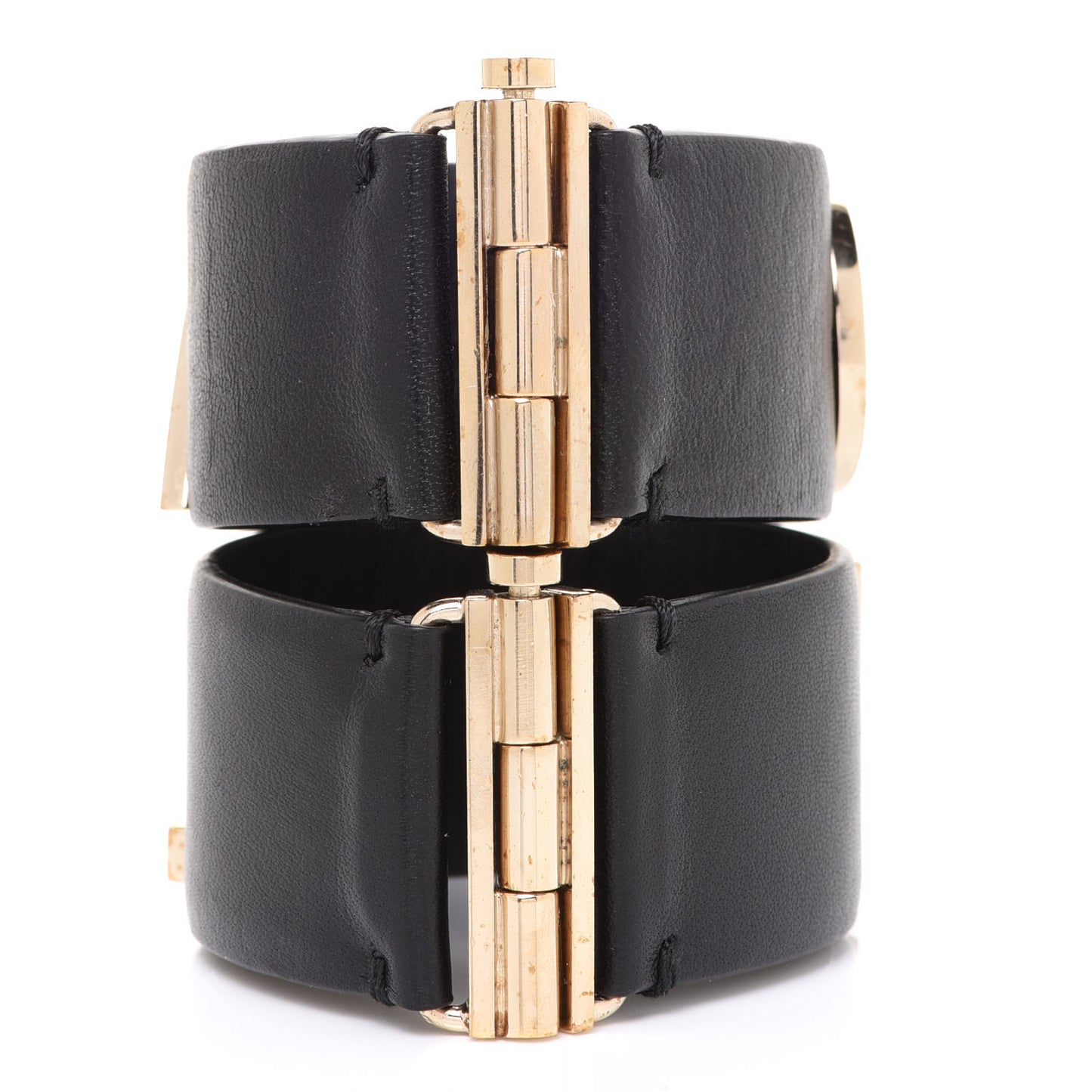 Lambskin Cha-Nel Logo Cuff Set S Gold Black