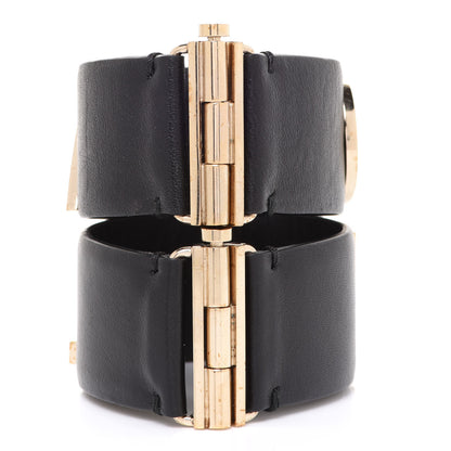 Chanel Lambskin Cha-Nel Logo Cuff Set S Gold Black 4 of 7