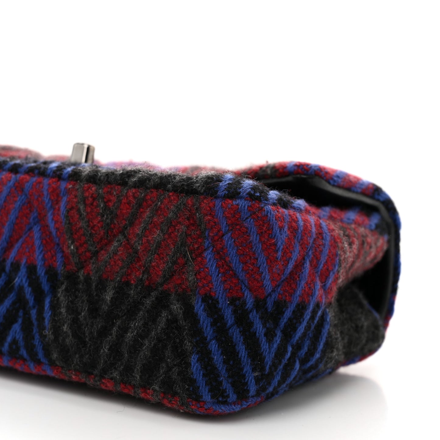 Wool Quilted Mini Rectangular Flap Red Grey Multicolor