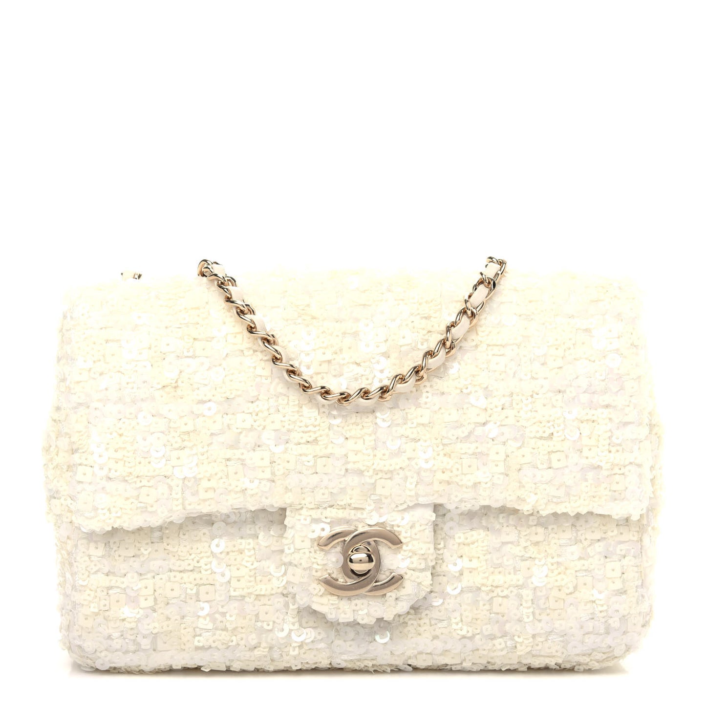 Sequin Mini Rectangular Flap White