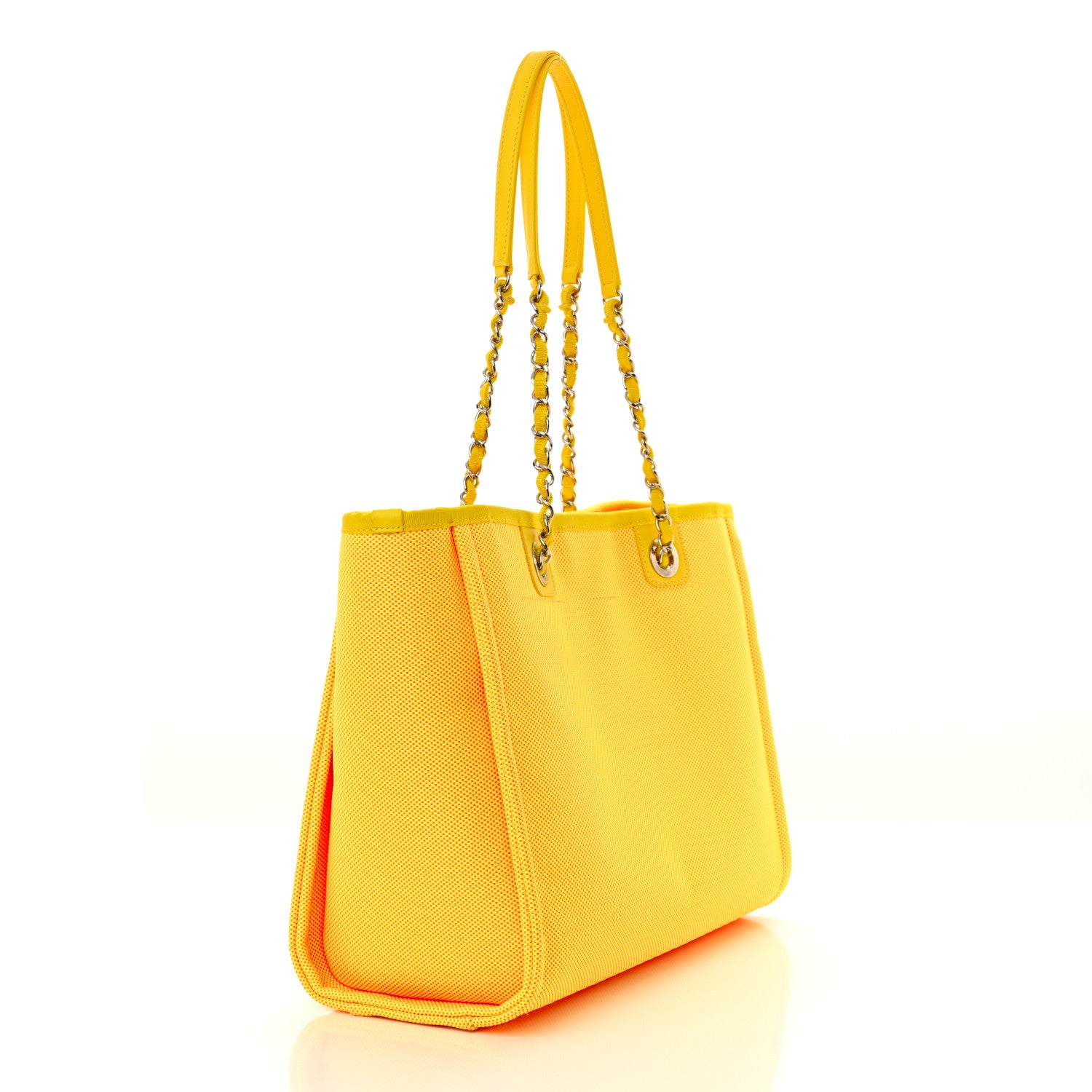 Chanel Mixed Fibers Small Deauville Tote Yellow Orange 3 of 10
