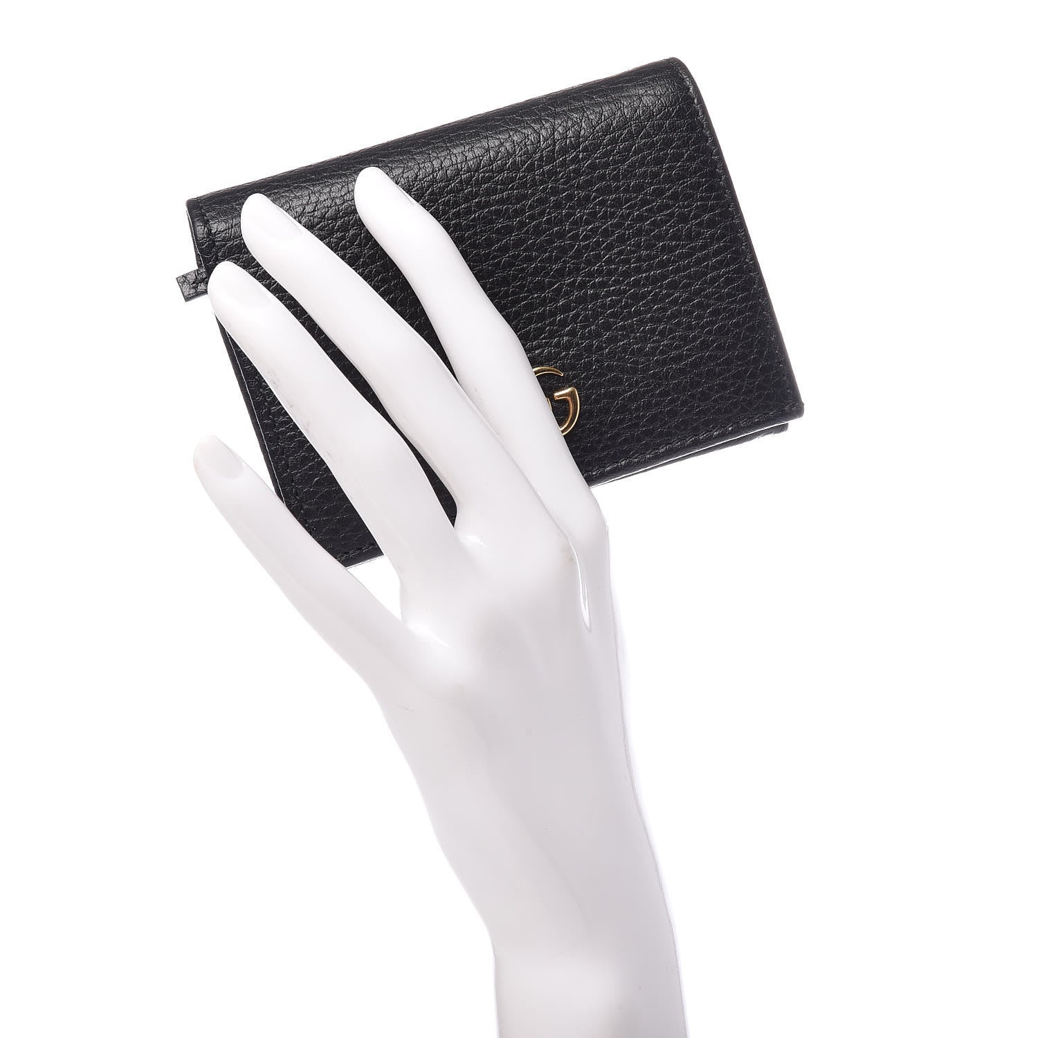 Gucci Pebbled Calfskin GG Marmont Card Case Black 2 of 8