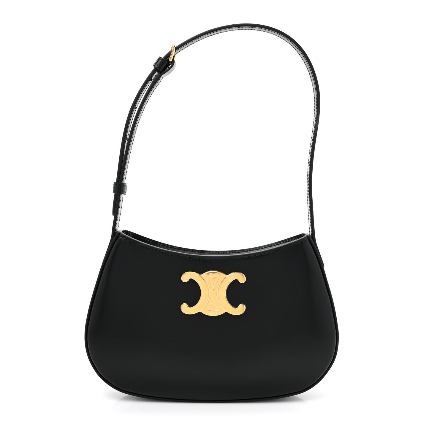 Shiny Calfskin Medium Tilly Triomphe Shoulder Bag Black