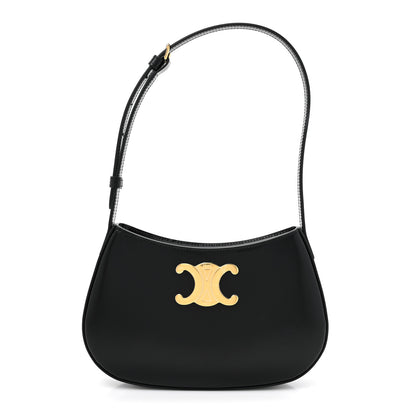 Celine Shiny Calfskin Medium Tilly Triomphe Shoulder Bag Black 1 of 10