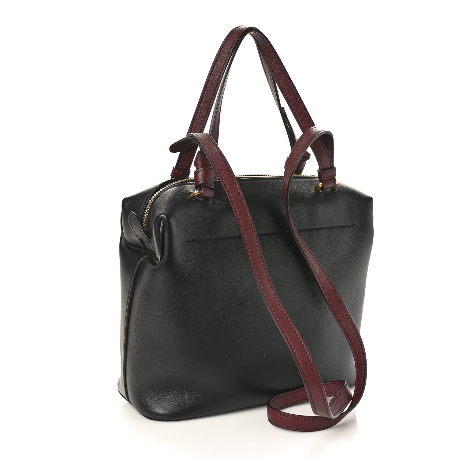 Celine Lambskin Small Soft Cube Satchel Black Burgundy 3 of 8