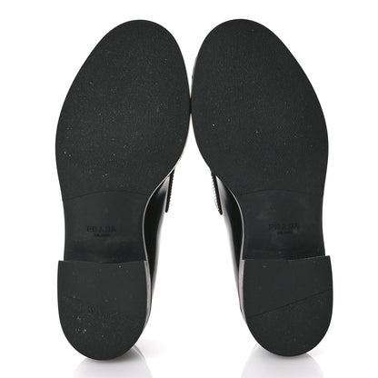 Prada Spazzolato Metal Triangle Logo 50mm Loafers 38 Black 6 of 7