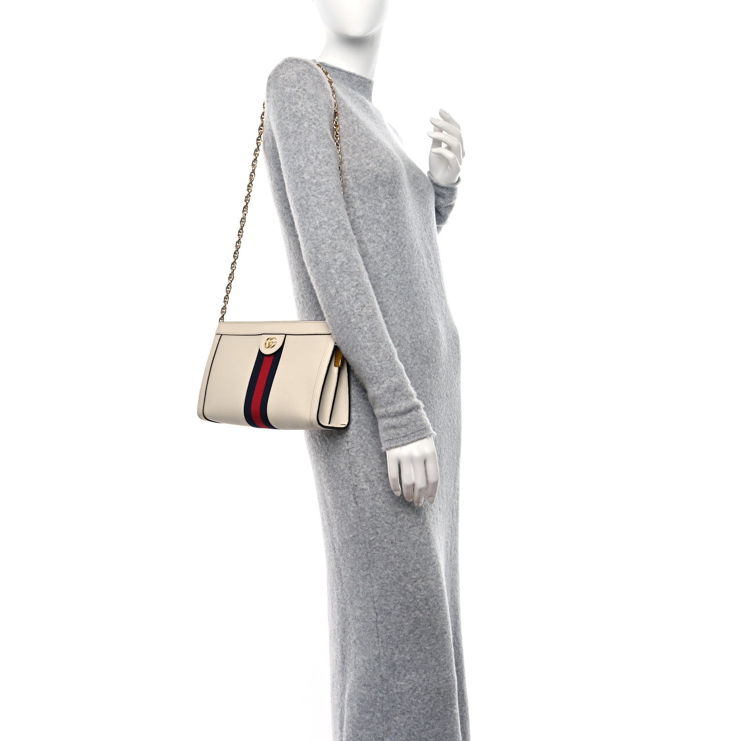 Gucci Textured Calfskin Web Small Ophidia Chain Shoulder Bag Mystic White 2 of 11