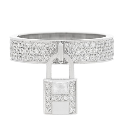 Hermes 18K White Gold Diamond MM Kelly Clochette Ring 51 5.75 1 of 5