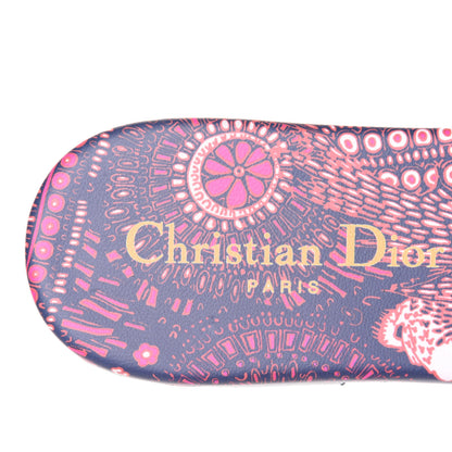 Christian Dior Canvas Embroidered Animals Dway Mules Slide Sandals 37.5 Deep Blue Fuchsia 9 of 11