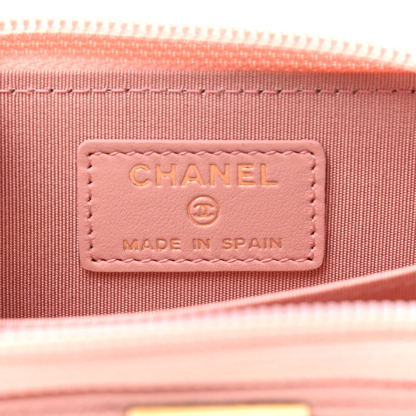 Caviar Quilted Boy Zip Around Coin Purse Wallet Light Pink