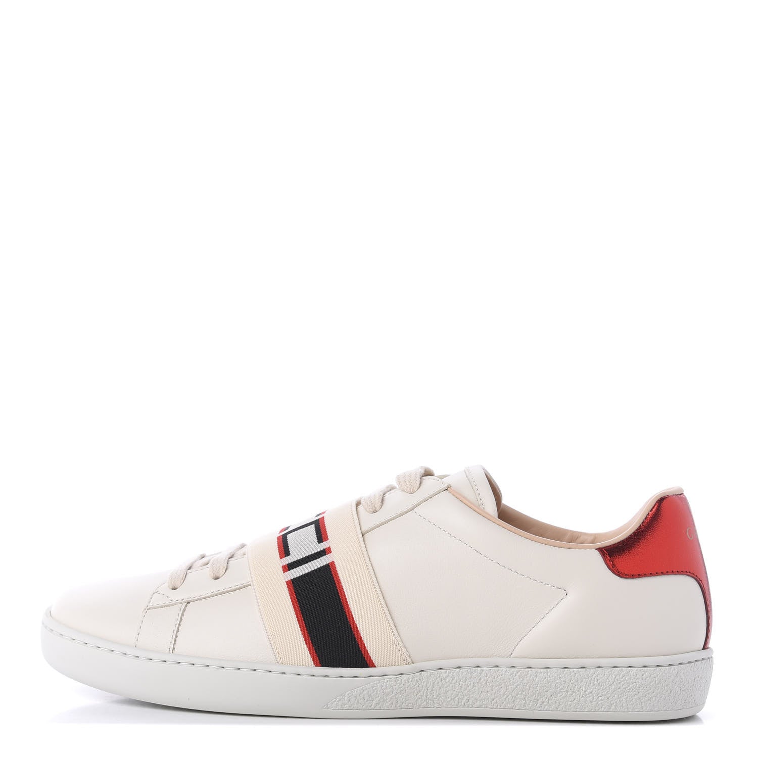 Gucci Calfskin Stripe Womens New Ace Sneakers 40 New Mystic White Ecru Red Flame 1 of 10