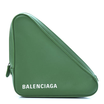 Balenciaga Shiny Day Calfskin M Triangle Pouch Vert Irlandais 1 of 11