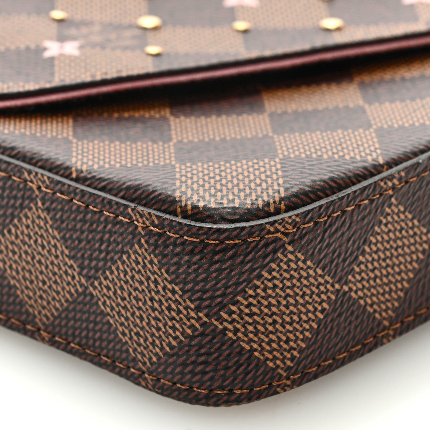 Louis Vuitton Damier Ebene Studded Pochette Felicie Chain Wallet 8 of 10