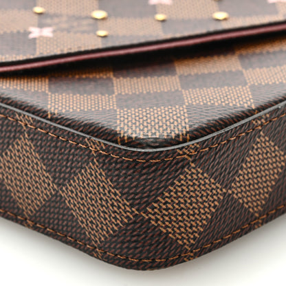 Louis Vuitton Damier Ebene Studded Pochette Felicie Chain Wallet 8 of 10