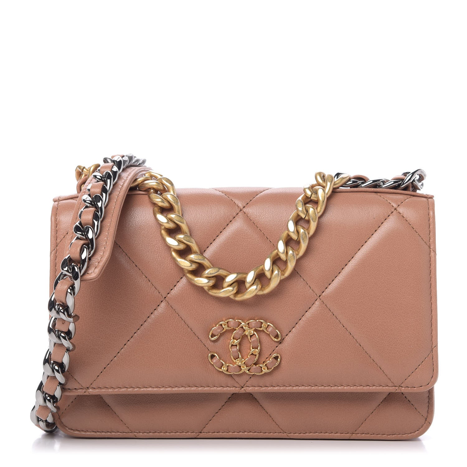 Chanel Lambskin Quilted 19 Wallet On Chain WOC Brown 1 of 11