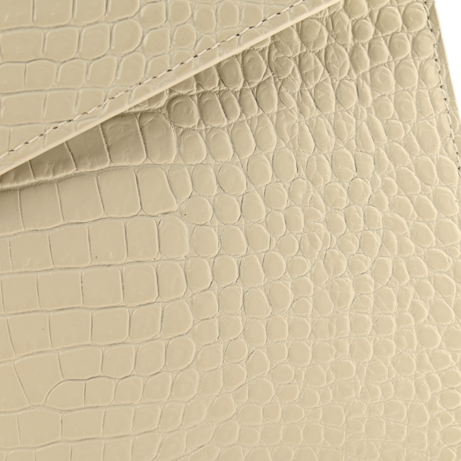 Saint Laurent Calfskin Crocodile Embossed Uptown Monogram Pouch Crema Soft 8 of 10