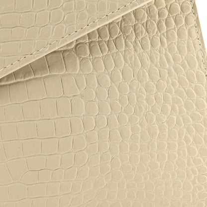 Saint Laurent Calfskin Crocodile Embossed Uptown Monogram Pouch Crema Soft 8 of 10