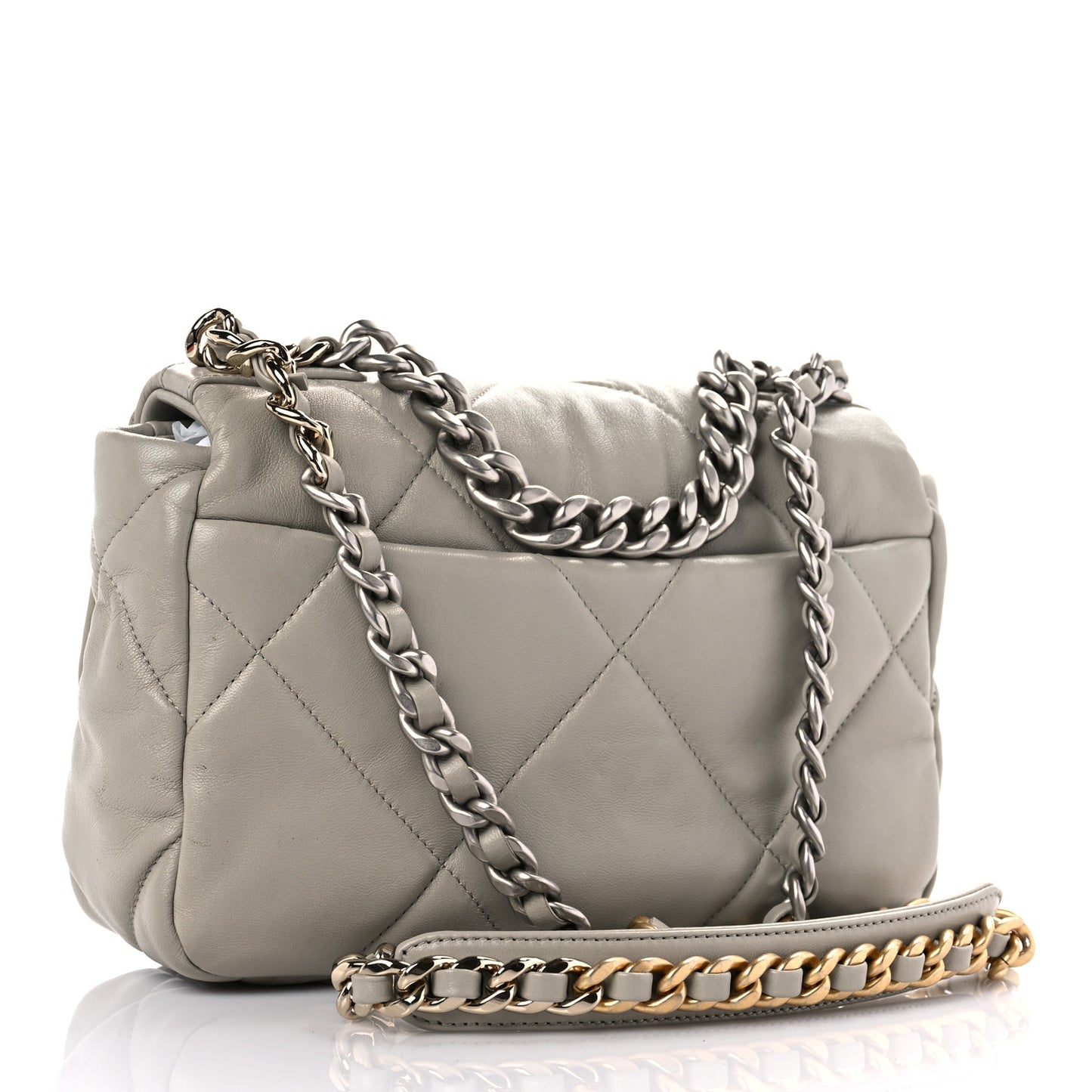 Goatskin Quilted Medium Chanel 19 Flap Grey