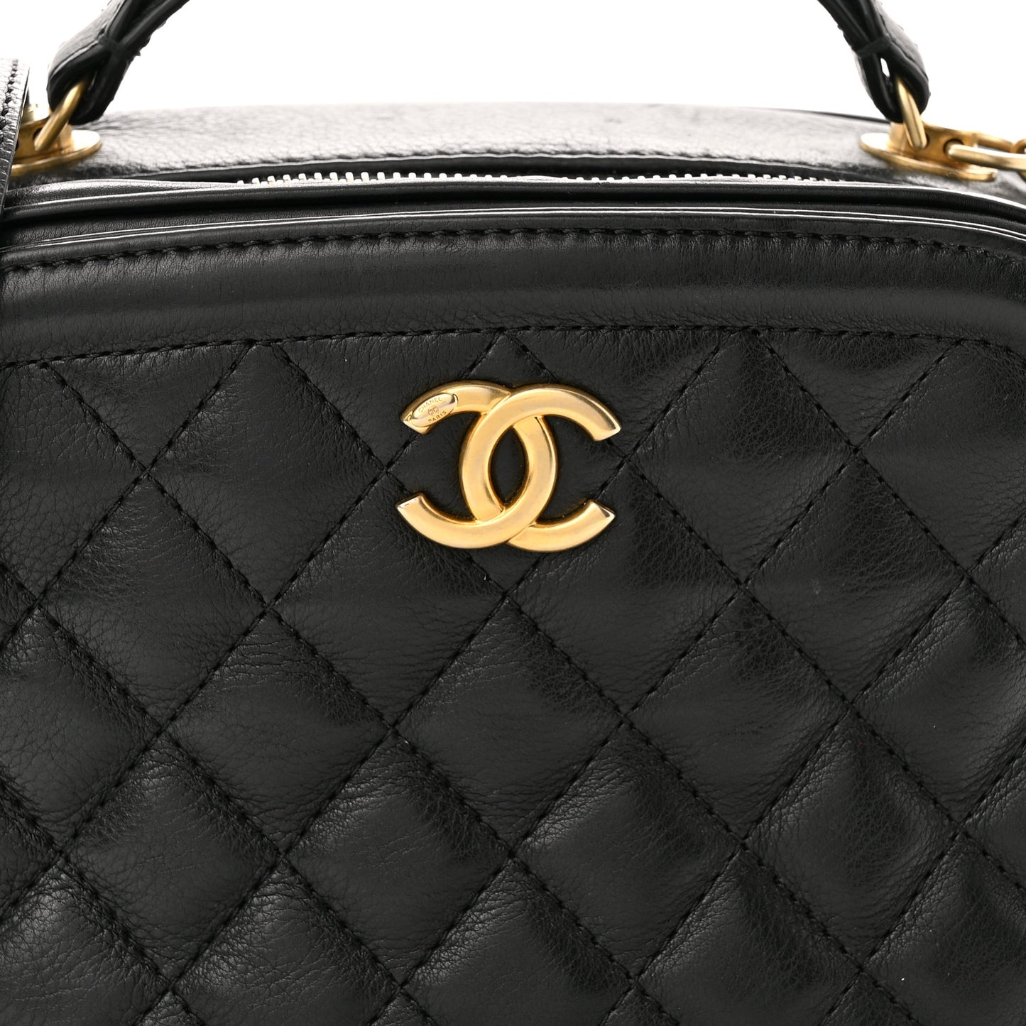 Calfskin Quilted CC Small Vanity Case Black