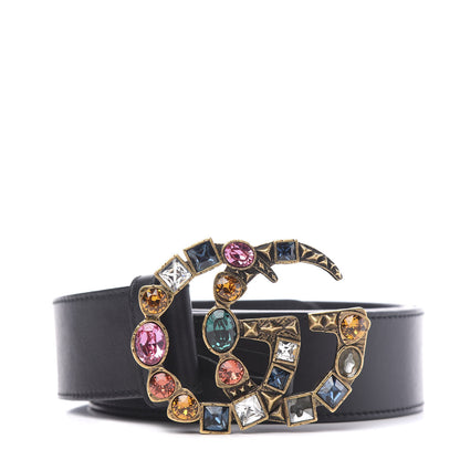Gucci Calfskin Crystal Double G 40mm Belt 90 36 Black Multicolor 1 of 5