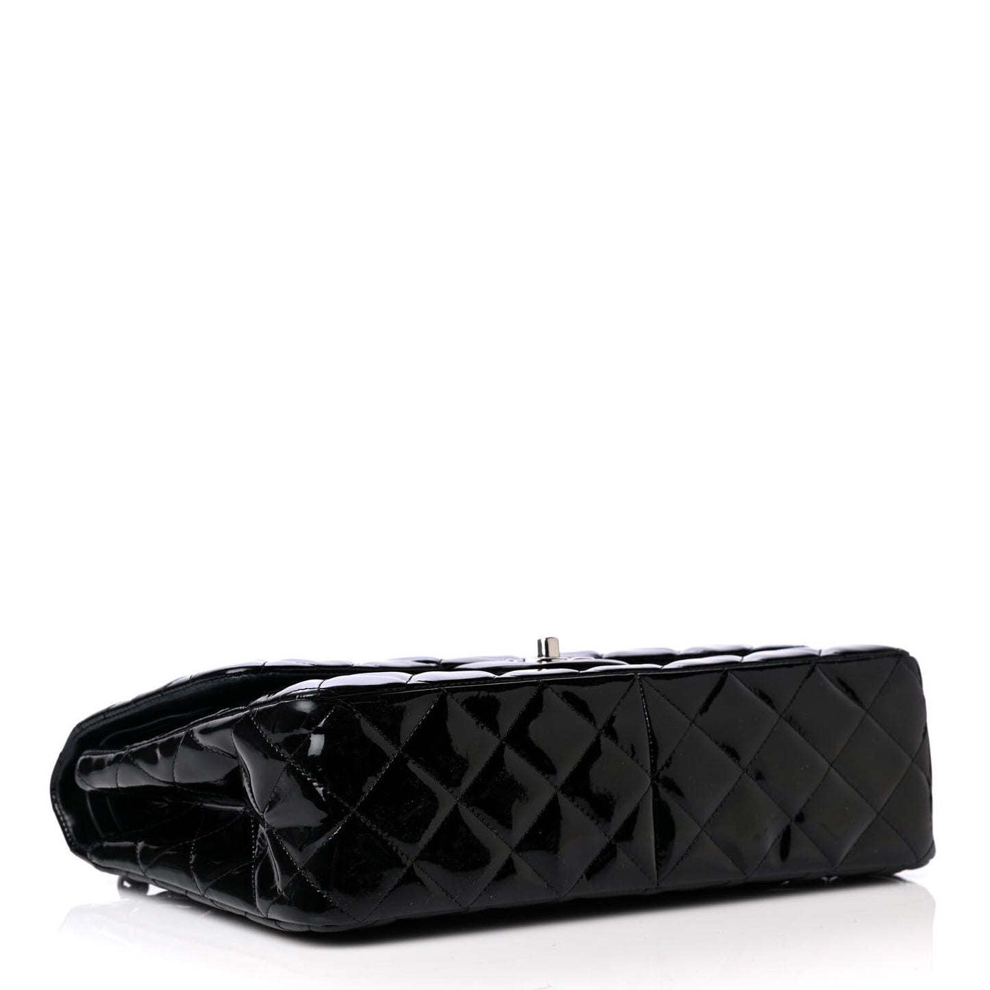 Patent Quilted Jumbo Double Flap Black