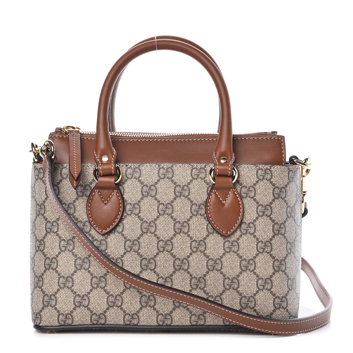 GG Supreme Monogram Mini Zip Top Tote Beige Tuscany