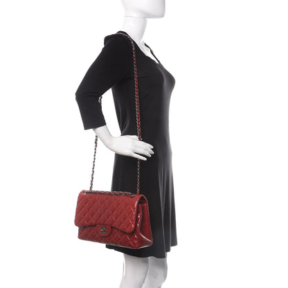 Chanel Lambskin Quilted Jumbo Double Flap Red 2 of 10