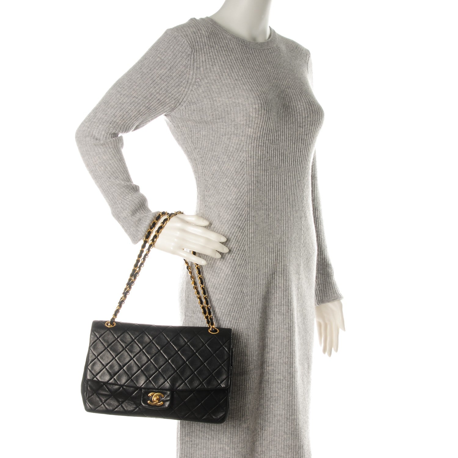 Chanel Lambskin Quilted Medium Single Flap Black 2 of 8