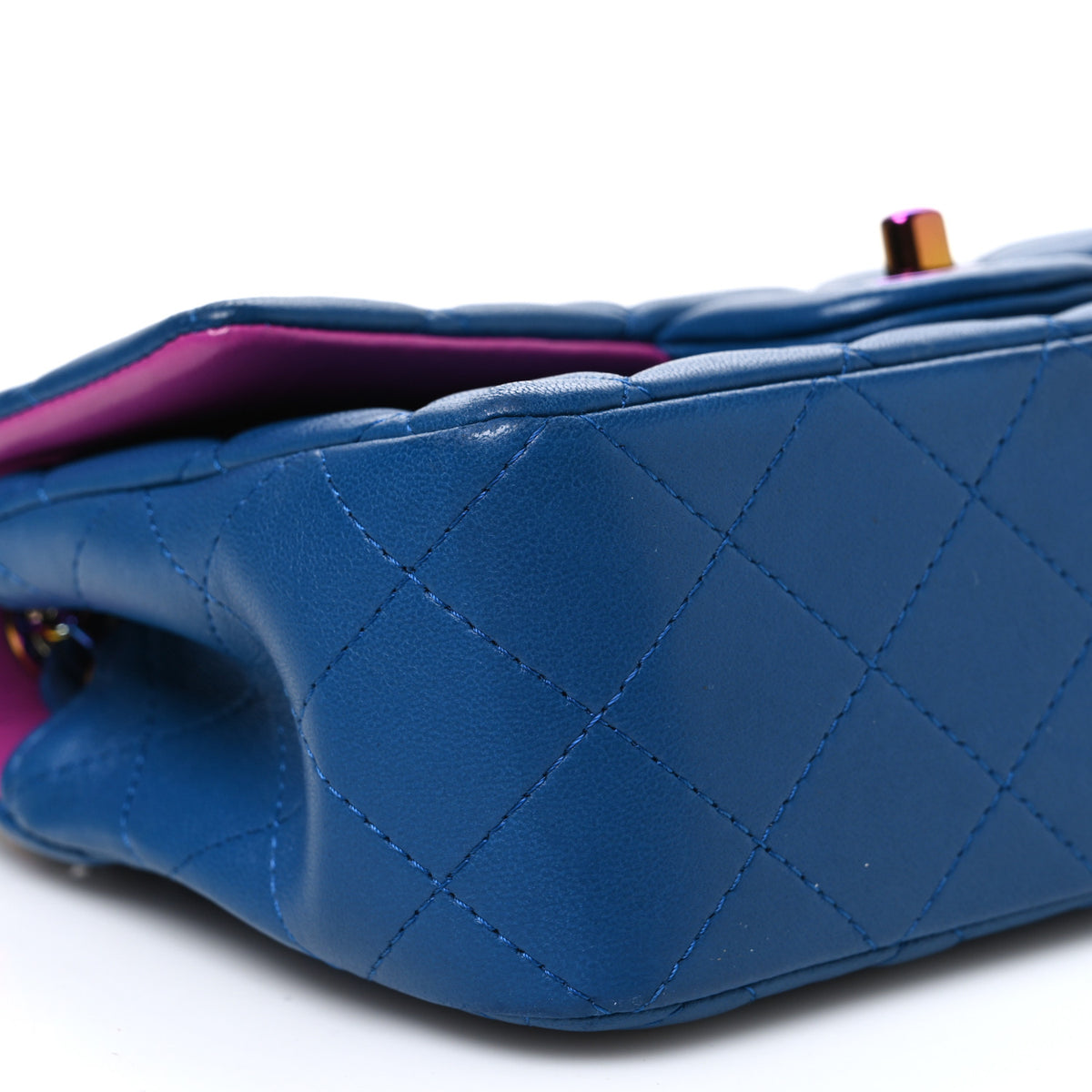 Chanel Lambskin Quilted Mini Rectangular Flap Blue Purple 9 of 11